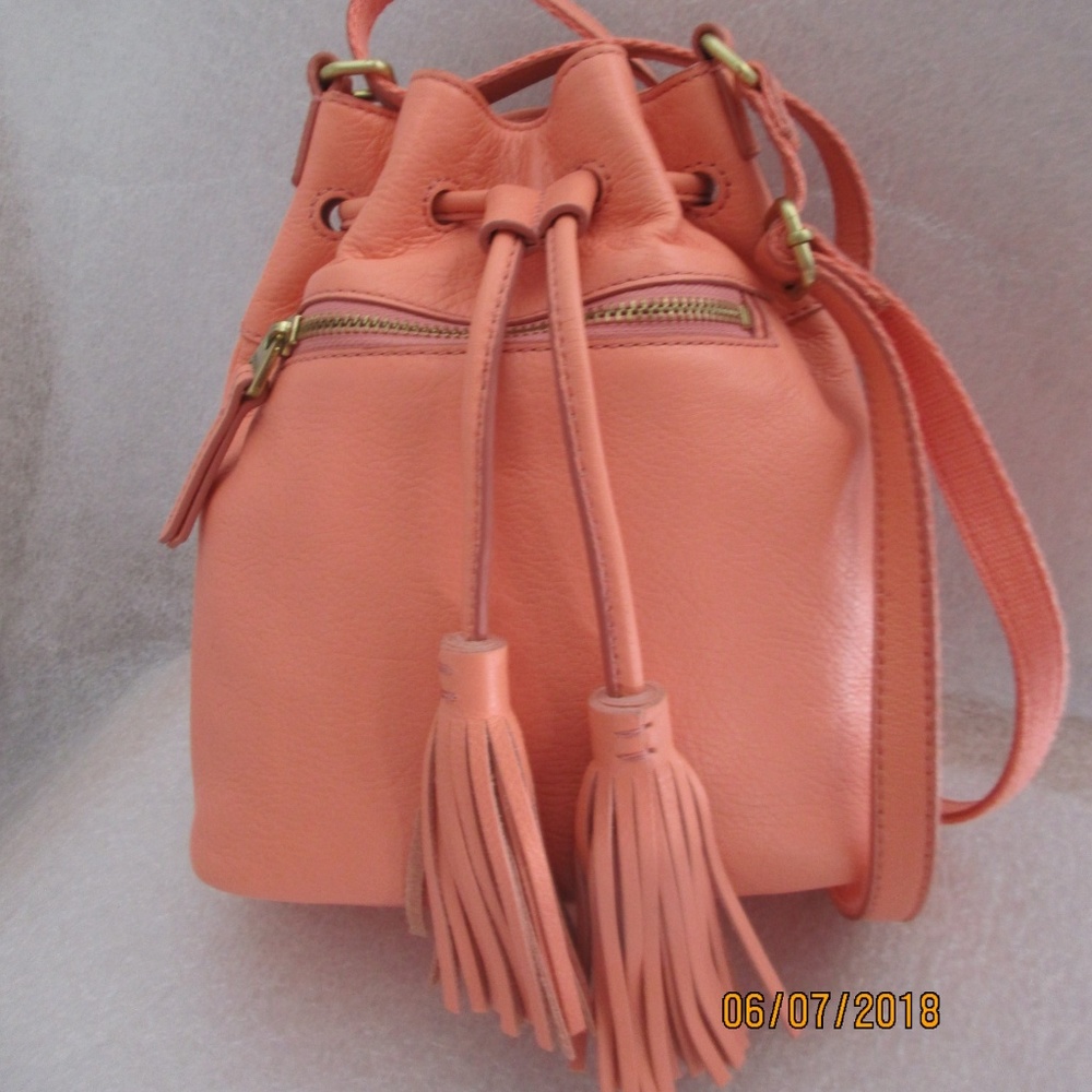 Fossil Jules Mini Leather Tassel Drawstring Bag